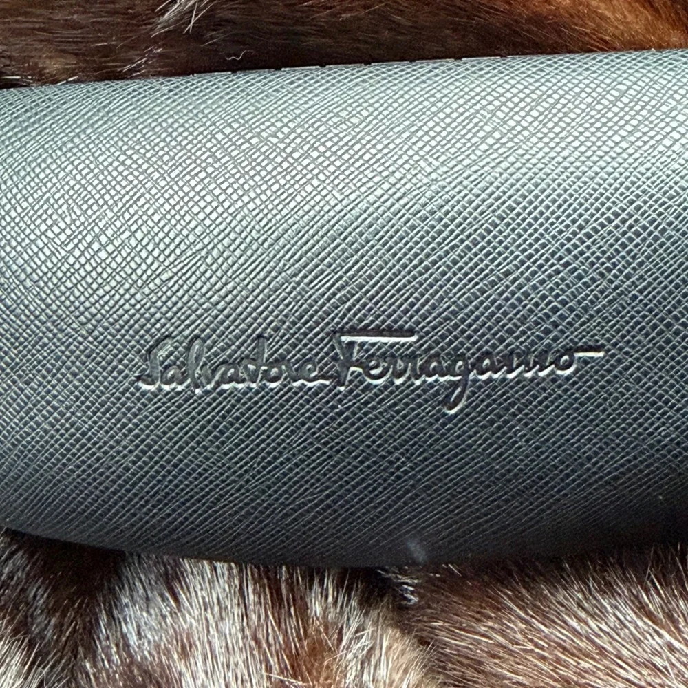 Salvatore‎ Ferragamo Black Saffiano Leather Eyeglasses Sunglasses Hard Case Logo